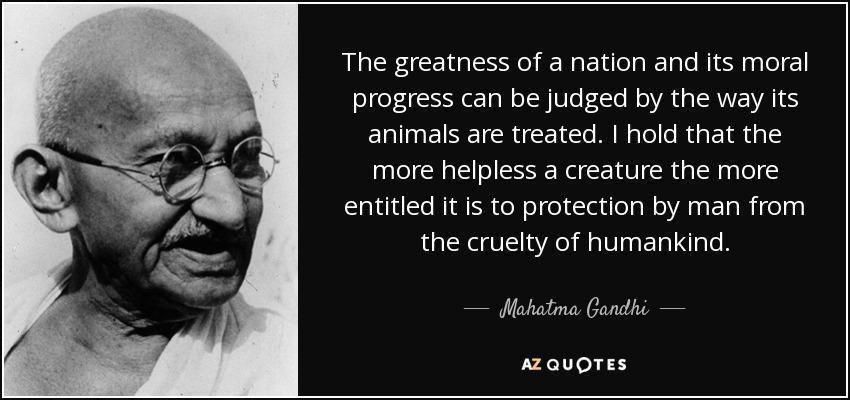 quote the greatness of a nation and its moral progress can be judged by the way its animals mahatma gandhi 51 33 11