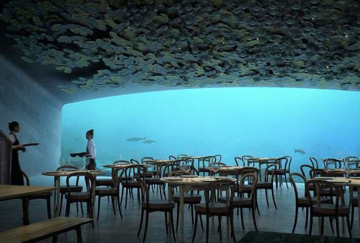 Inside underwater restaurant Under Lindesnes Southern Norway 6d9c6c78 fa0e 464f a036 022b09bde9f8