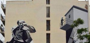 To όμορφο και εντυπωσιακό graffiti με τον Θανάση Βέγγο