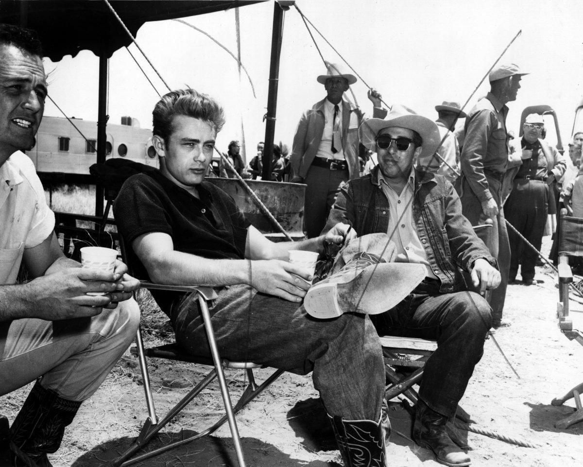 James Dean on the set of Giant directed by George Stevens 1956 1200x961