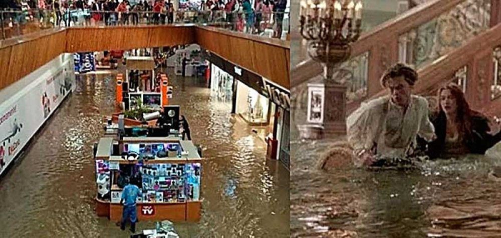 Το The Mall πλημμυρίζει και η μπάντα παίζει το τραγούδι του «Τιτανικού»