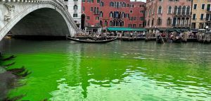 Έγιναν πράσινα τα νερά στο κεντρικό Κανάλι της Βενετίας